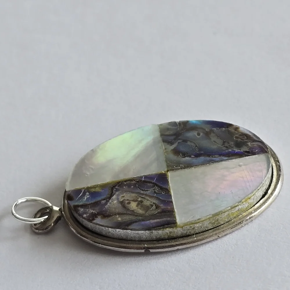 Vintage Pendant Southwestern style charm mother of pearl shell boho